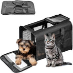 Pet Travel Carrier Soft Sided Portable Bag for Cats, Small Dogs, Kittens or Puppies, Collapsible, Durable, Airline Approved, Travel Friendly (Black Regular)