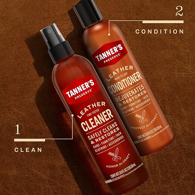 Tanner's Preserve Leather Conditioner for Finished Leather, Restores & Protects Auto Seats, Furniture & Tack, 8 fl oz