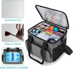 Trunab Insulated Medical Bag with Adjustable Dividers, Medicine Supplies Water-Resistant Bag for Home, Travel, Camping, Empty Bag - Patented Design,Grey
