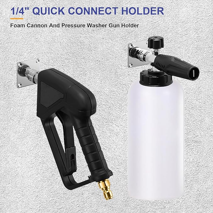 succulentlovers Foam Cannon Holder, Pressure Washer Holder, 1/4" Quick Connect Automatic Foam Cannon Mount, Stainless Steel Pressure Washer Nozzle Tip Holder for Foam Accessories Tools Holder