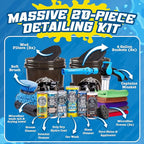 Salty Captain Mega 20-Piece DIY Car Cleaning Kit – All-in-One Car Detailing Kit with 2x Buckets, Towels, Brushes & 6x Cleaning Fluids – Foam Blaster compatible with Garden Hose – Premium Quality