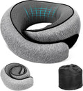 Travel Neck Pillow for Airplanes, Memory Foam with Chin Support, Ergonomic 360 Degree Cervical Support for Plane/Car/Train/Office (Dark Grey)
