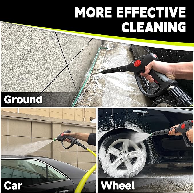 M MINGLE Pressure Washer Hose and Gun Kit, 50 FT Power Washer Hose with 5 Nozzle Tips and M22-14mm Fitting, Replacement for Ryobi, Simpson, Craftsman
