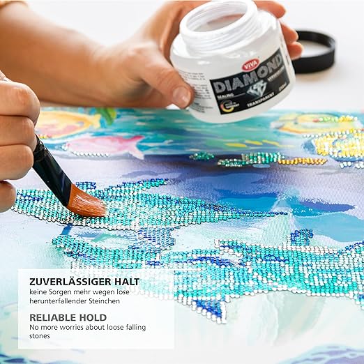 Viva Decor - Diamond Painting Sealant 8.45 fl oz for Lasting Hold and Glitter Effect, Transparent & Quick-Drying, Highly Efficient, Ideal as Diamond Painting Accessory