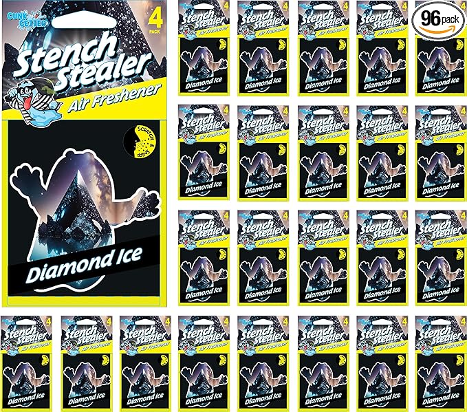 Car Air Fresheners- Long Lasting Scent, Odor Eliminator, Home Essentials, Fresh Fragrance- 96 Pack- Diamond Ice