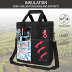 opux 6 Bottle Carrier Tote | Insulated Padded Wine Cooler Bag for Travel. Picnic, BYOB | Portable Leakproof Wine Tote Bag for Dinner, Party, Christmas, Wine Gift for Women, Men (Black)