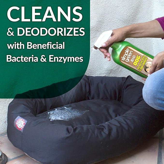 Simple Green Bio Dog Active Stain & Odor Remover - Enzyme Cleaner & Stain Remover for Carpet, Rugs & Fabric – eliminates Urine Odor (32 oz Spray & 1 gal Refill)