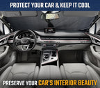 EcoNour Car Windshield Sunshade | Full-Size Heat & UV Blocking Protection | Foldable Sun Shade for Standard Windshields | Keeps Vehicle Interior Cool | Durable & Easy to Store- Small