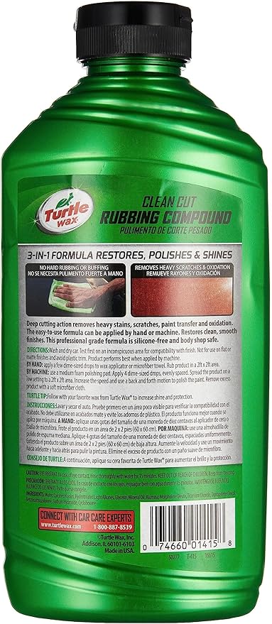 Turtle Wax T-415 Premium Grade Clean Cut Rubbing Compound - 18 Fl Oz.