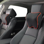 Crofy 2 Pack Car Neck Pillow, Softness Car Headrest Pillow for Driving with Adjustable Strap, 100% Memory Foam and Breathable Removable Cover, Comfortable Ergonomic Design, Black & Red
