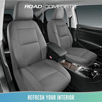 Road Comforts Front Leather Mesh Car Seat Cover - Breathable & Stylish, Airbag Compatible, Universal Fit for Cars, SUVs, Trucks, and Vans - Gray Color