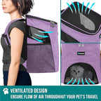PetAmi Small Dogs and Cat Backpack Carrier, Airline Approved Pet Backpack Carrier, Ventilated, Safety Strap, Buckle Support Designed for Hiking Travel Camping Outdoor, Max 18 lbs (Heather Purple)