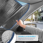 BDK Iridescent Matte Black Front Windshield Sunshade Accordion Folding Style Auto Shade for Car Truck SUV Van Blocks UV Rays Sun Visor Protector Easy Setup Keeps Your Vehicle Cool - 58 x 27 inches