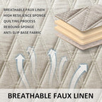 Universal Auto Faux Linen Back Car Seat Cover Beige - Breathable Rear Seat Protector with Non-Slip Bottom SizeSL - Diamond Stitched Bench Seats Cushion for Vehicles Cars Van SUV Truck