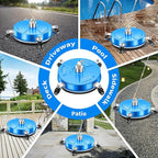 14" Pressure Washer Surface Cleaner with 4 Wheels - Coated Blue Stainless Steel Surface Cleaner for Pressure Washer Attachment for Concrete, Driveway, Patio, Sidewalk, Deck and Driveways - PWS14B