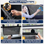 EcoNour Car Side Window Sun Shade (2 Pack) | Retractable Roller Sunshade for Kids | Baby Car Window Shades for UV and Sun Glare Protection | Baby Travel Accessories (15"x17")