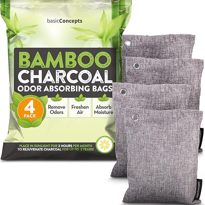 Nature Fresh Charcoal Bags Odor Absorber (Large, 12 Pack, 200g each), Reduce Odors Naturally with Bamboo Charcoal Air Purifying Bags for Car, Home, Closet, Shoe Deodorizer Eliminator Freshener Remover
