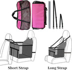 Dog Car Seat for Medium Sized Dog, Booster Car Seat with Clip-On Safety Leash, Fits Both Front and Rear Seats, Pet Seat for Medium Pets Under 50 Lbs, Pink L