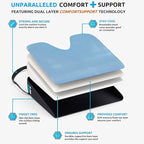 Memory Foam Car Seat Cushion for Driving - Ergonomic Wedge Cushion for Back Pain, Sciatica Relief - Non-Slip Truck Seat Pad for Long Sitting - Office Chair Support 17.5 x 15 x 3.5 (Pack of 2)