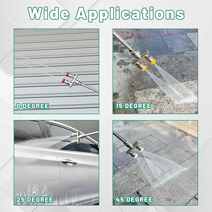 Dual Pressure Washer Tips, 2-in-1 Pressure Washing Nozzle Tips, Power Washer Dual Nozzles with 8PCS Power Washing Spray Nozzle (0, 15, 25, 40 Degree), 1/4" Quick Connect, 5000 PSI