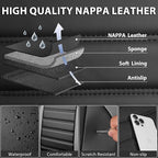 CAR PASS Nappa Leather Car Seat Covers Full Set, Luxury Seat Protector for Cars, Waterproof Anti-Slip Seat Cushion Armrest Compatible Airbag Universal for Sedan SUV Pick-up Truck Auto, Black Gray