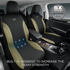 Skechers Car Seat Covers, Work Leather Seat Covers 5-Times Stronger Built-in Webbing,Oxford Fabric Seat Cover Full Sets, Airbag Compatible, Automotive Comfort for Cars,Trucks,SUVs,Beige