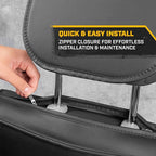 Cat® Edge Deluxe Faux Leather Car Seat Covers – Full Set (2 Front + 1 Rear Bench) – Semi-Custom Universal Fit, Two-Tone Black – Rugged Automotive Interior Covers for Cars, Trucks & SUVs