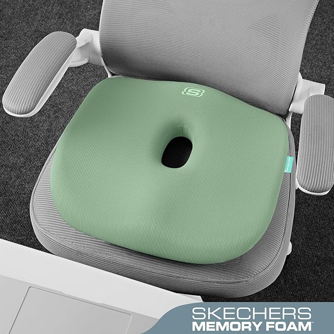 Skechers Seat Cushion Memory Foam,Donut Pillow Office Chair Cushion for Tailbone Pain Relief,Butt Pillow for Office Chair,Car seat Cushion,Long Sitting Office Workers,and Car Drivers,Green