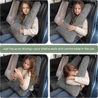 HIGOGOGO Washable Travel Pillow, Car Pillow for Kids & Adults, Travel Pillows with Removable Soft Cover and High-Support Foam, Fix Neck and Body Sitting/Sleeping on The Trip, Dark Grey