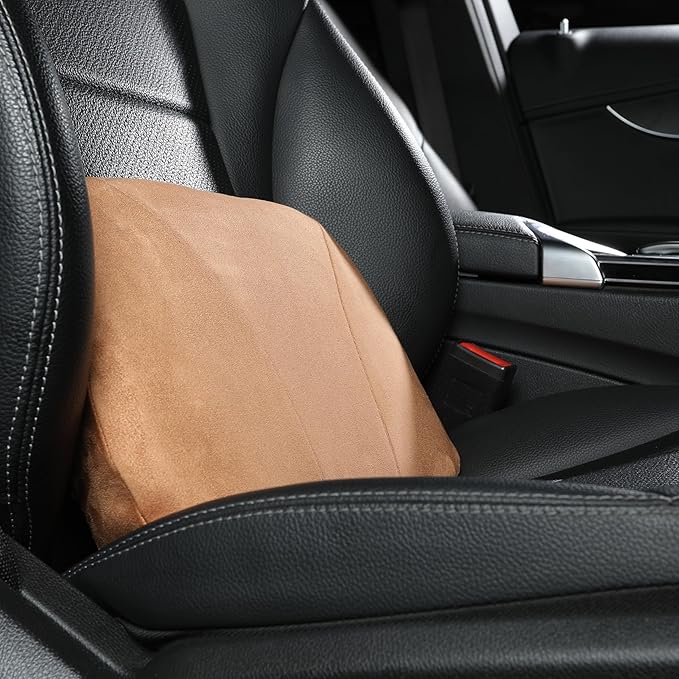 Lumbar Support Pillow,Back Pain Relief Cushion,fits tightly around the waist,Memory Foam,Skin-friendly Suede Fabric,fit Car Drive,Office chair,Rest seat,Improve Posture,Portable,15.5''Lx 8.7''H
