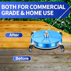 16'' Pressure Washer Surface Cleaner with 4 Wheels - Stainless Steel Surface Cleaner for Pressure Washer Attachment for Concrete, Driveway, Patio, Sidewalk, Deck and Driveways (16 INCH Blue)
