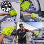 Chemical Guys, Chenille Premium Scratch-Free Microfiber Wash Mitt, Lime Green, 9.6" x 2.3" x 7" (3 Pack) - MIC49303