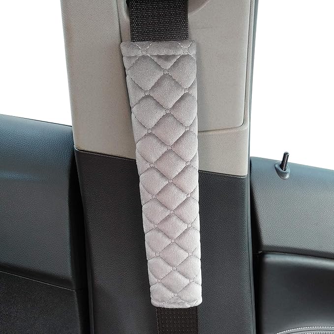 4 Pack Universal Car Seat Belt Pads, Adult Seat Belt Shoulder Strap Covers Harness Pad for Car/Bag,Soft Comfort Helps Protect You Neck Shoulder from The Seat Belt Rubbing（Gray）