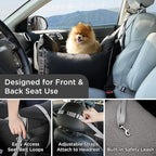 Lesure Small Dog Car Seat for Small Dogs - Waterproof Dog Booster Car Seat with Storage Pockets, Clip-On Safety Leash and Thickened Memory Foam Filling, Pet Carseat Puppy Travel Carrier Bed, Black