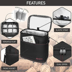 opux 6 Bottle Carrier Tote | Insulated Padded Wine Cooler Bag for Travel. Picnic, BYOB | Portable Leakproof Wine Tote Bag for Dinner, Party, Christmas, Wine Gift for Women, Men (Black)
