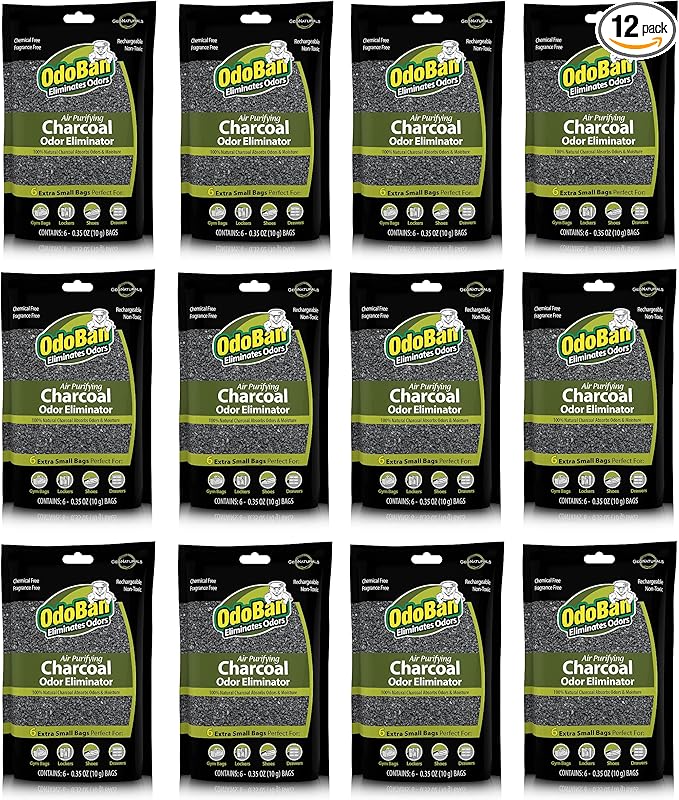 OdoBan Air Purifying Charcoal Natural Odor Eliminator, Non-Toxic Formula, Made in the USA, Fragrance Free, 10 Gram Bags, 72 Total