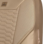 CAR PASS 3D Foam Mesh Leather Car Seat Covers Full Set, Tan Breathable Mesh Faux Leather Seat Covers for Car, Universal Fit for SUV Truck Sedan Automotive, Armrest Airbag Compatible, All Beige