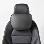 Genuine Leather Car Neck Pillow for headrest,Support Drive Seats Head Cushion,Real Cow Leather,11.8x7.5”,Plant-Based Polyester,Thickness & Height Adjustable,Inner Liner fillable(Black,1p)
