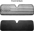 Windshield Sun Shade Compatible with Jeep Wrangler JK JKU JL JLU 1997-2023 & Jeep Gladiator JT 2020-2023 16.5"x52.5" Folding Front Window Sun Shade for Car Accessories (American Flag)
