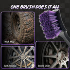 YeewayVeh Pro Tire Cleaning Brush, Stiff Mixed Bristles Tire Cleaner, Short Handle Scrub Brush for Cleaning Sidewalls, Rubber Mats & Wheels, Anti-Deformation Tyre Detailing Tool, Purple/Black