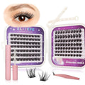 Lash Extension Kit DIY Lash Clusters Kit Eyelash Extensions Individual Lashes Extensions with (Bond,Seal,Tweezers,132Pcs,Pixie,0.07D,10-16mm)