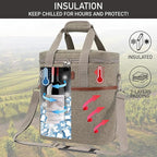 opux 6 Bottle Carrier Tote | Insulated Padded Wine Cooler Bag for Travel. Picnic, BYOB | Portable Leakproof Wine Tote Bag for Dinner, Party, Christmas, Wine Gift for Women, Men (Heather Taupe)