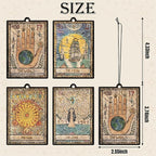L1rabe 4P Vintage Tarot Car Air Fresheners, The Star World Sun Moon Hanging Air Freshener Fragrance Scented Cards Old Style Tarot Theme Car Aromatherapy Tablets Bedroom Wardrobe Shoe Cabinet Deodorant