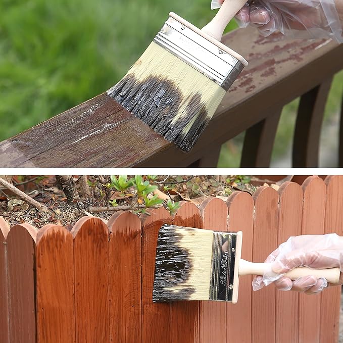 Bates- Deck Stain Brush, 4 Inch, Wooden Handle, Stain Brushes for Wood, Deck Brush, Large Paint Brushes