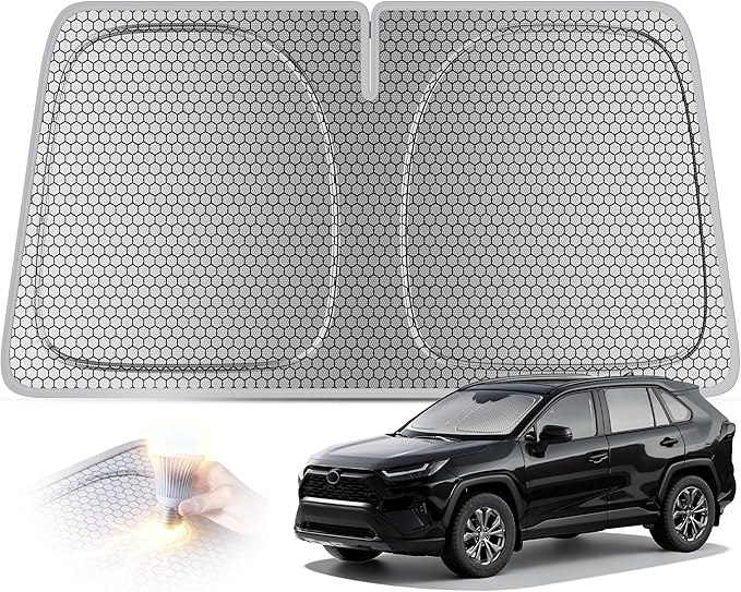 helloleiboo Graphene Car Windshield Sun Shade Car Sun Shade for Windshield with Heat Absorption Coating Foldable Design with UV Protection to Keep Your Car Interior Cooler Silver (Medium-59 × 30 in)