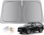 helloleiboo Graphene Car Windshield Sun Shade Car Sun Shade for Windshield with Heat Absorption Coating Foldable Design with UV Protection to Keep Your Car Interior Cooler Silver (X-Large-61 × 34 in)