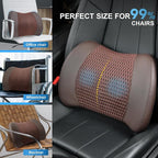 Memory Foam Lumbar Support Cushion Relieves Lower Back Pain for Car Seat, Office Chair, and Wheelchair, 4D Mesh, Brown