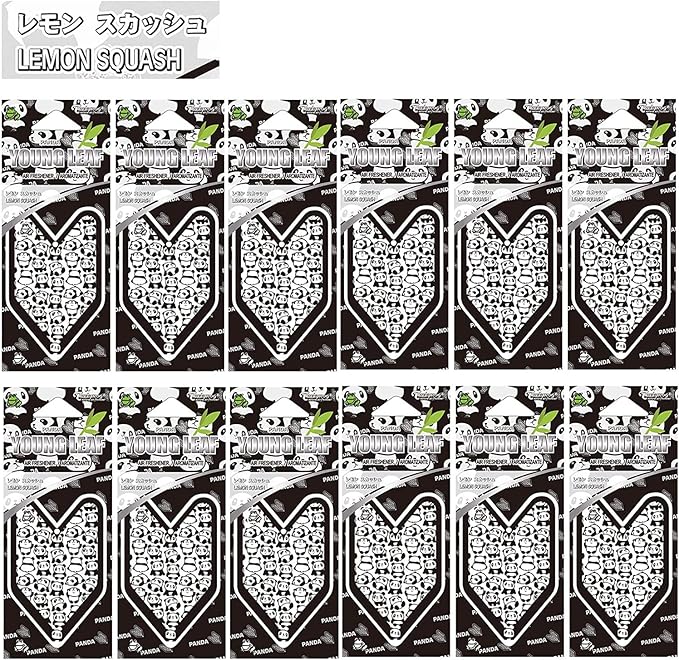 Wakaba Young Leaf YLLS59 JDM Tree frog 12 packs Lemon Squash Scents Air Freshener, Black Panda