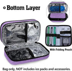 CURMIO Insulated Insulin Cooler Travel Case, Double Layer Diabetic Supplies Storage Bag with Detachable Pouches for Diabetic Medication and Ice Packs, Purple, Empty Bag Only