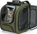 Pecute Cat Backpack Carrier Expandable, Large Space Cat Bubble Backpack, Breathable Cat Carrier, Shaded Dog Backpack Carrier for Travel, Hiking, Vet,12.6" L x 10.2" W x 16.5" H,Green